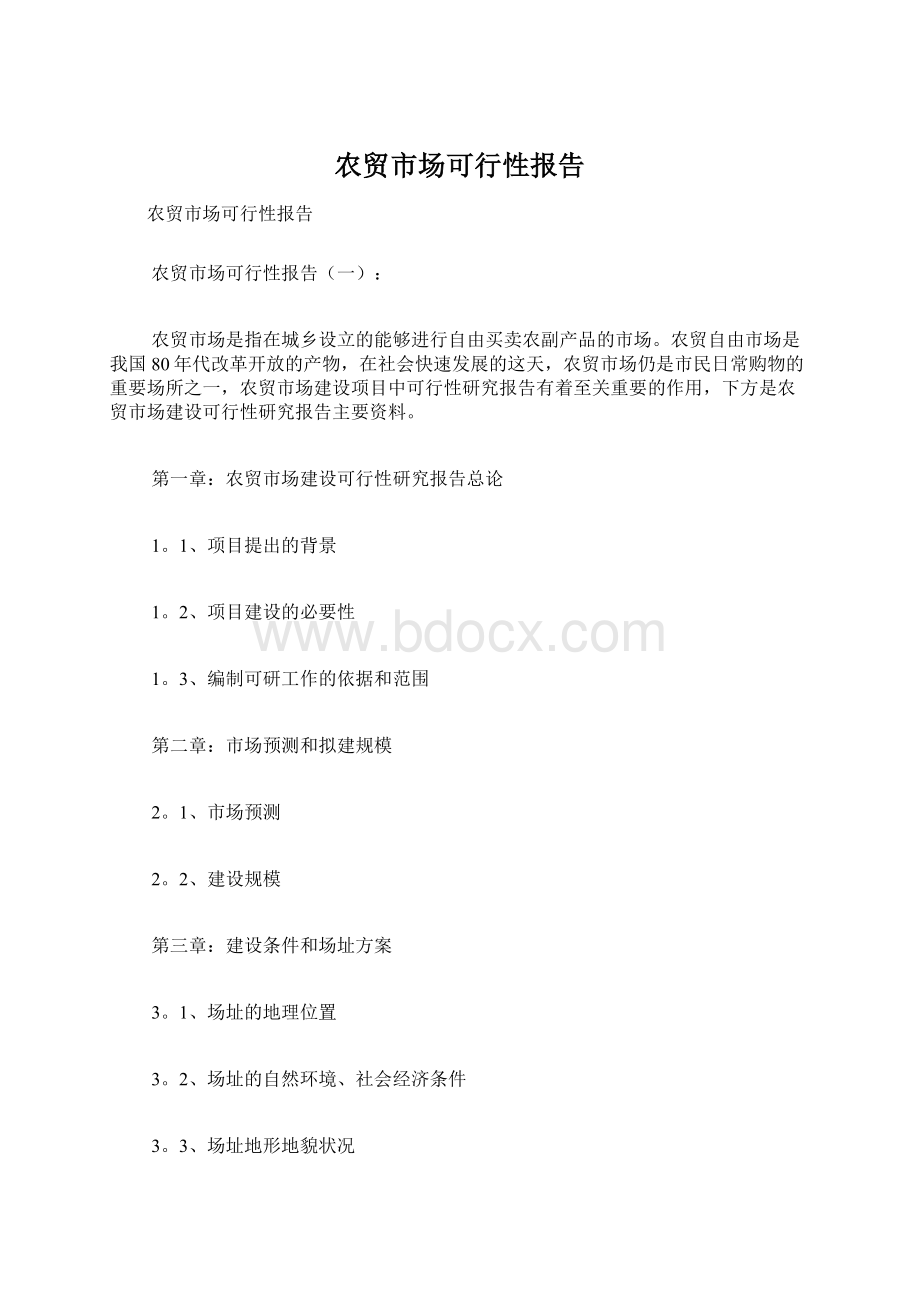 农贸市场可行性报告Word格式文档下载.docx_第1页