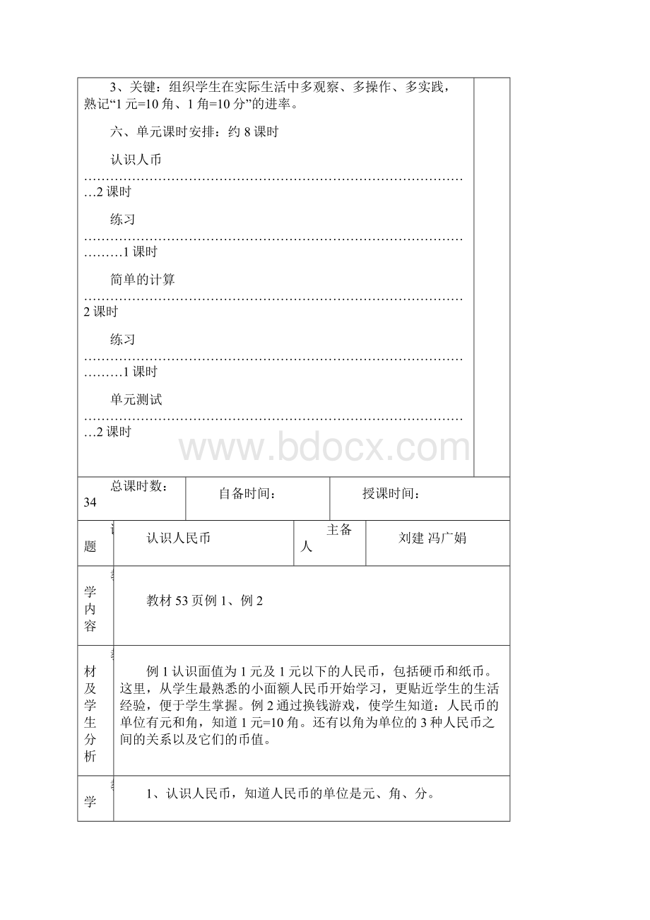 最新人教部编版一年级下册数学《认识人民币》教案Word格式.docx_第2页