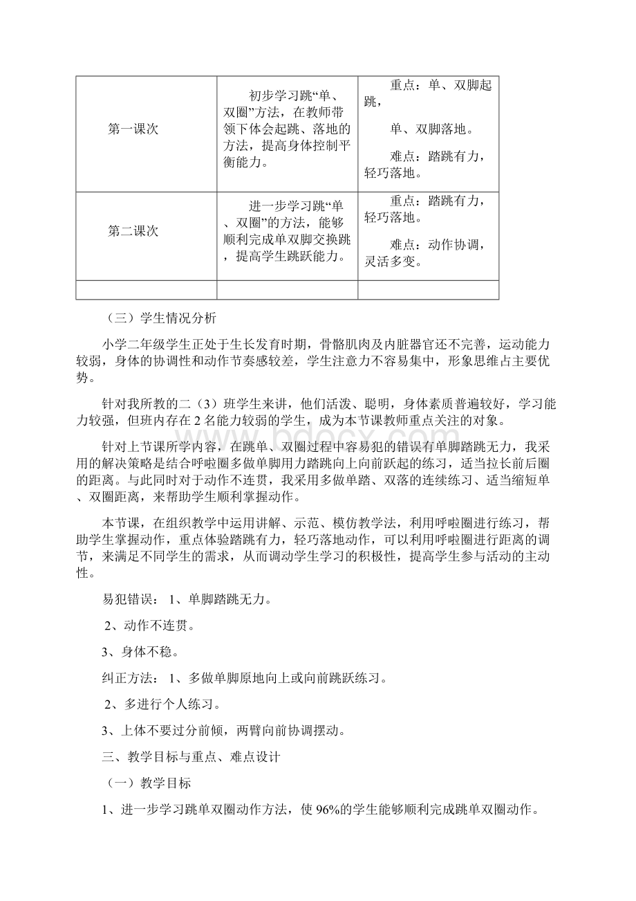 刘峥教学设计二年级各种方式的单双脚跳跳单双圈.docx_第2页