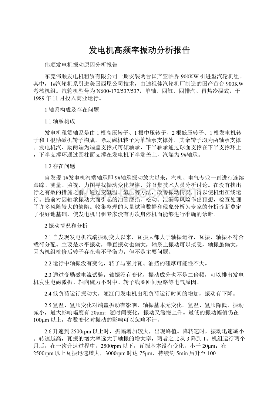 发电机高频率振动分析报告.docx