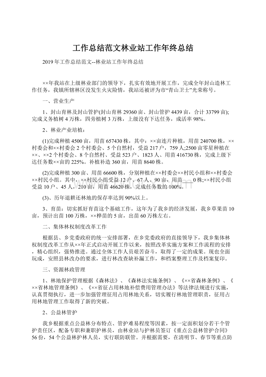 工作总结范文林业站工作年终总结Word格式文档下载.docx_第1页