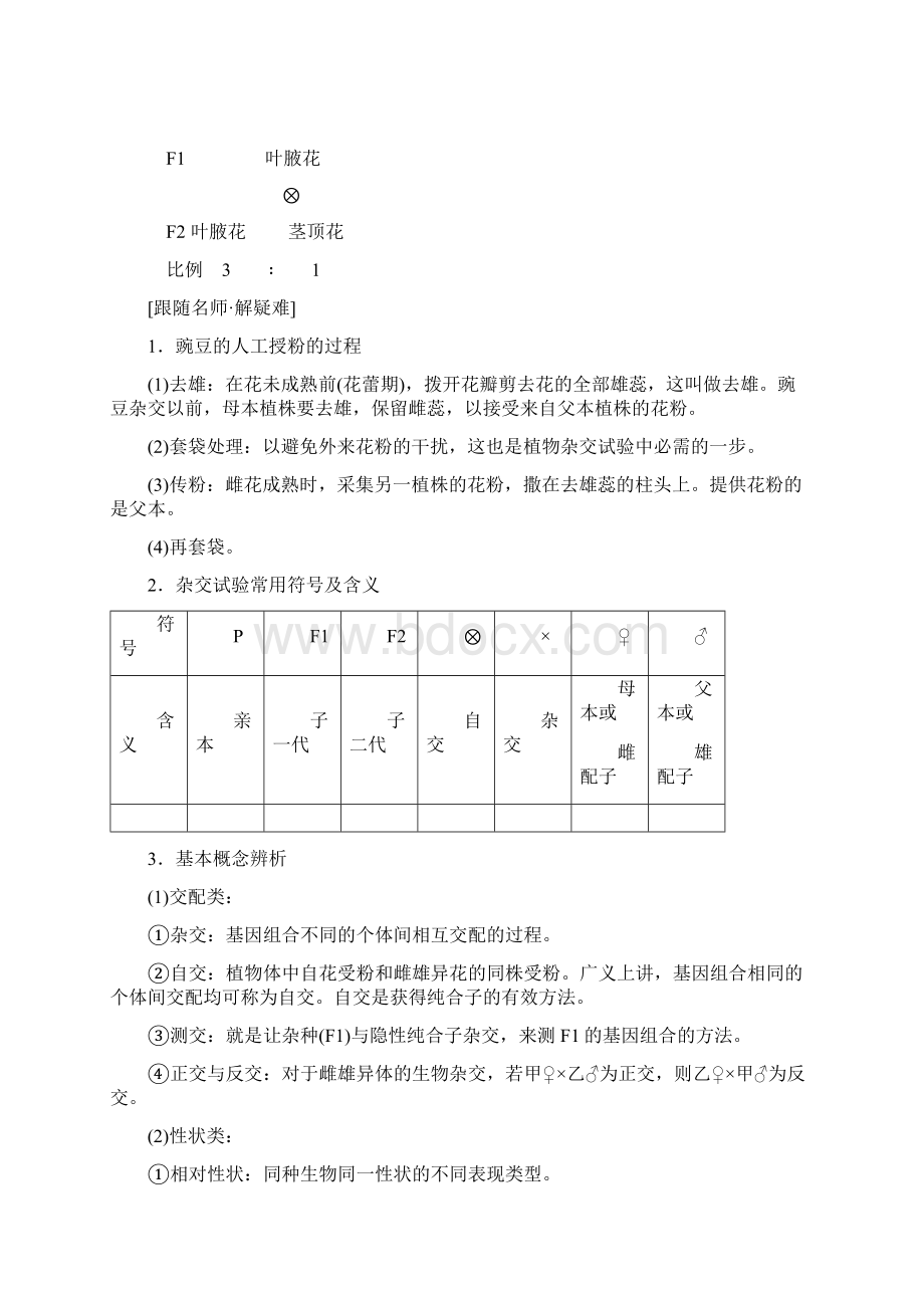 高中北师大版生物必修二教学案第4章 第1节 基因的分离规律含答案Word格式文档下载.docx_第2页