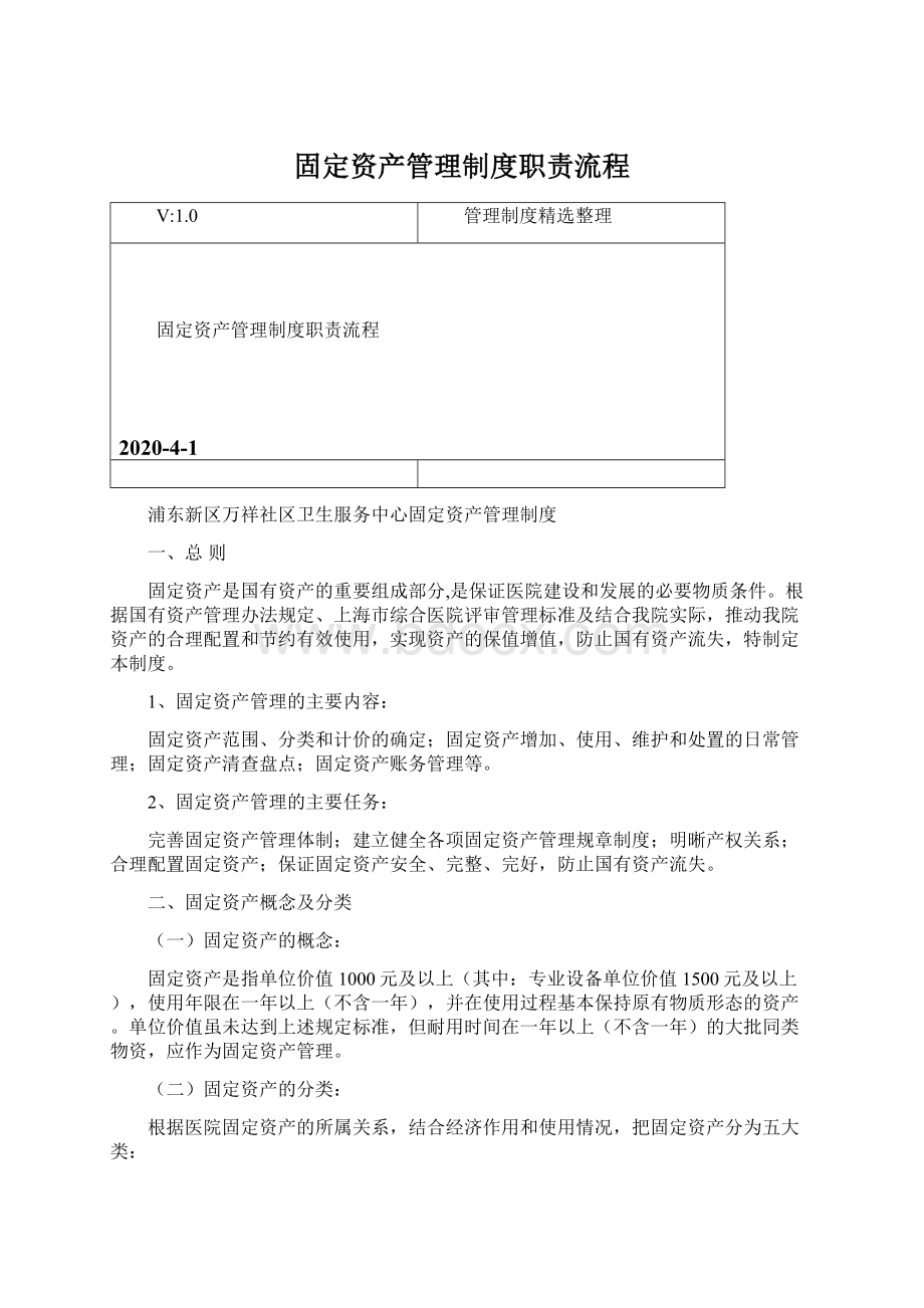 固定资产管理制度职责流程.docx