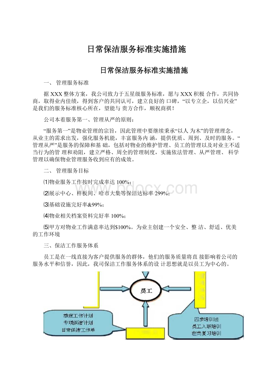 日常保洁服务标准实施措施Word文档下载推荐.docx