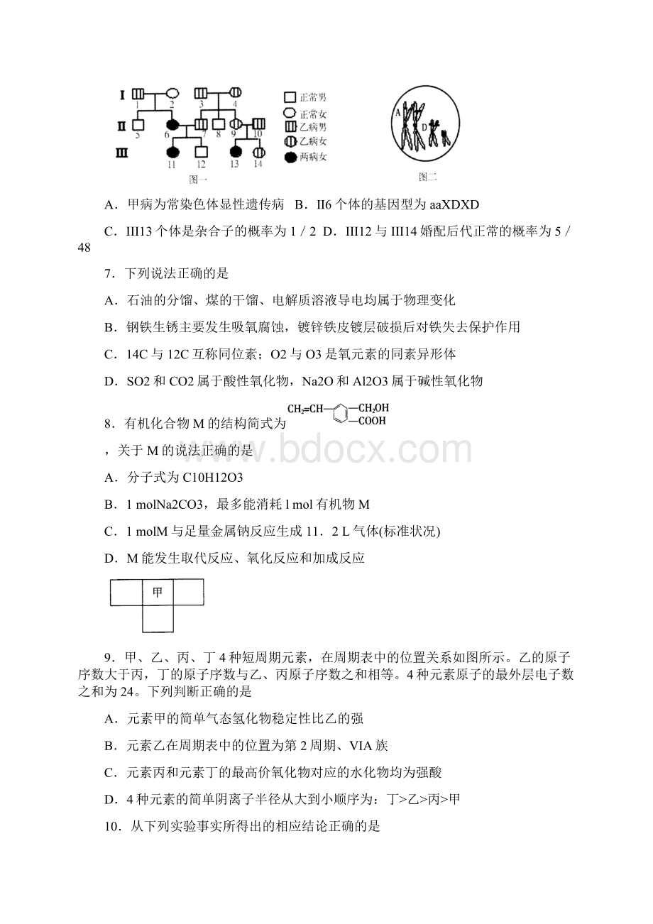 泰安一模 理综泰安市届高三第一次模拟考理科综合及答案含纸答案完美版面Word文档格式.docx_第3页