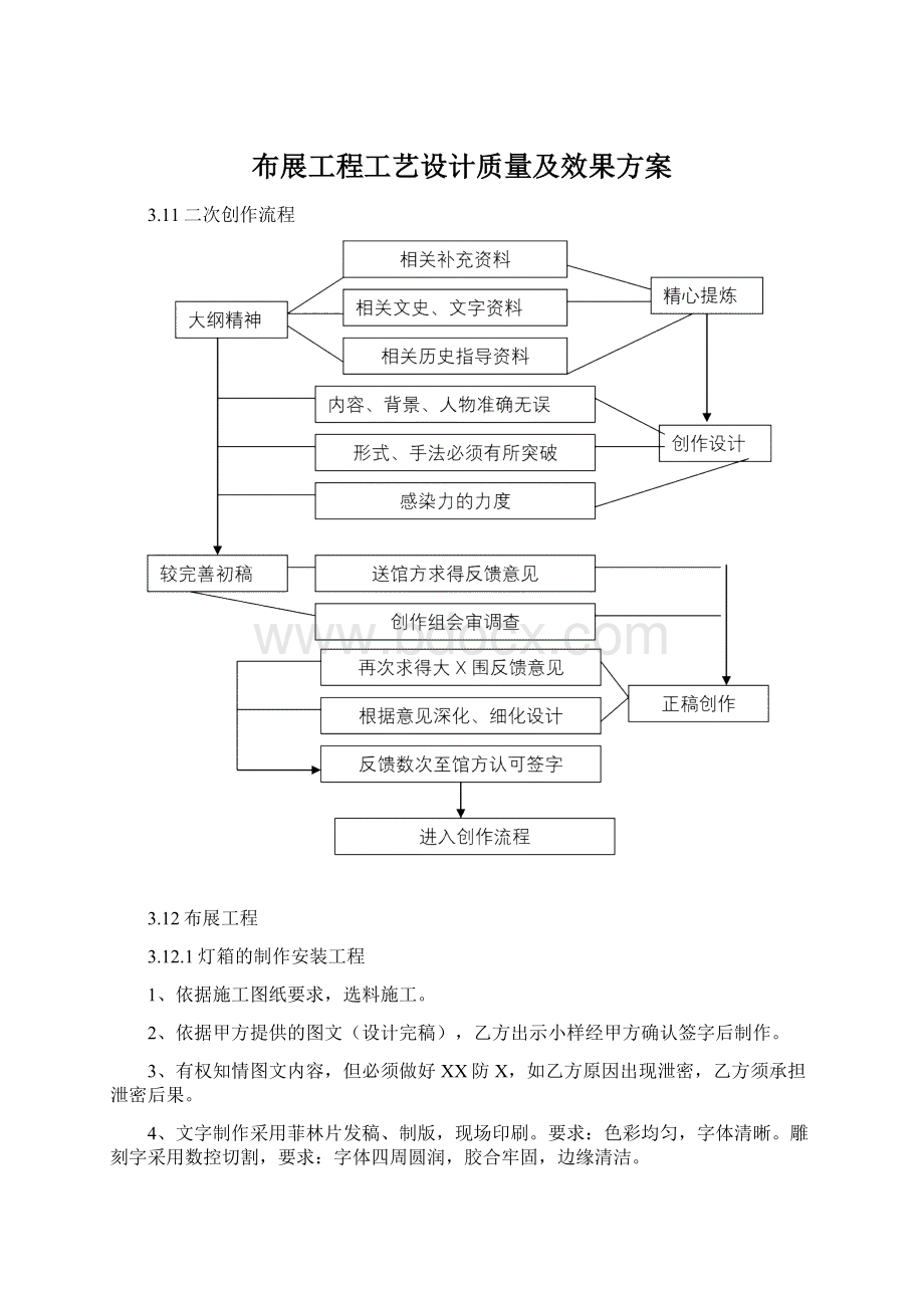 布展工程工艺设计质量及效果方案.docx