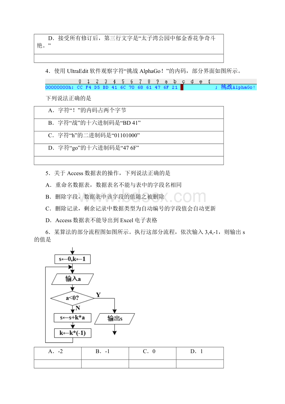 浙江信息技术学考选考真题Word下载.docx_第2页