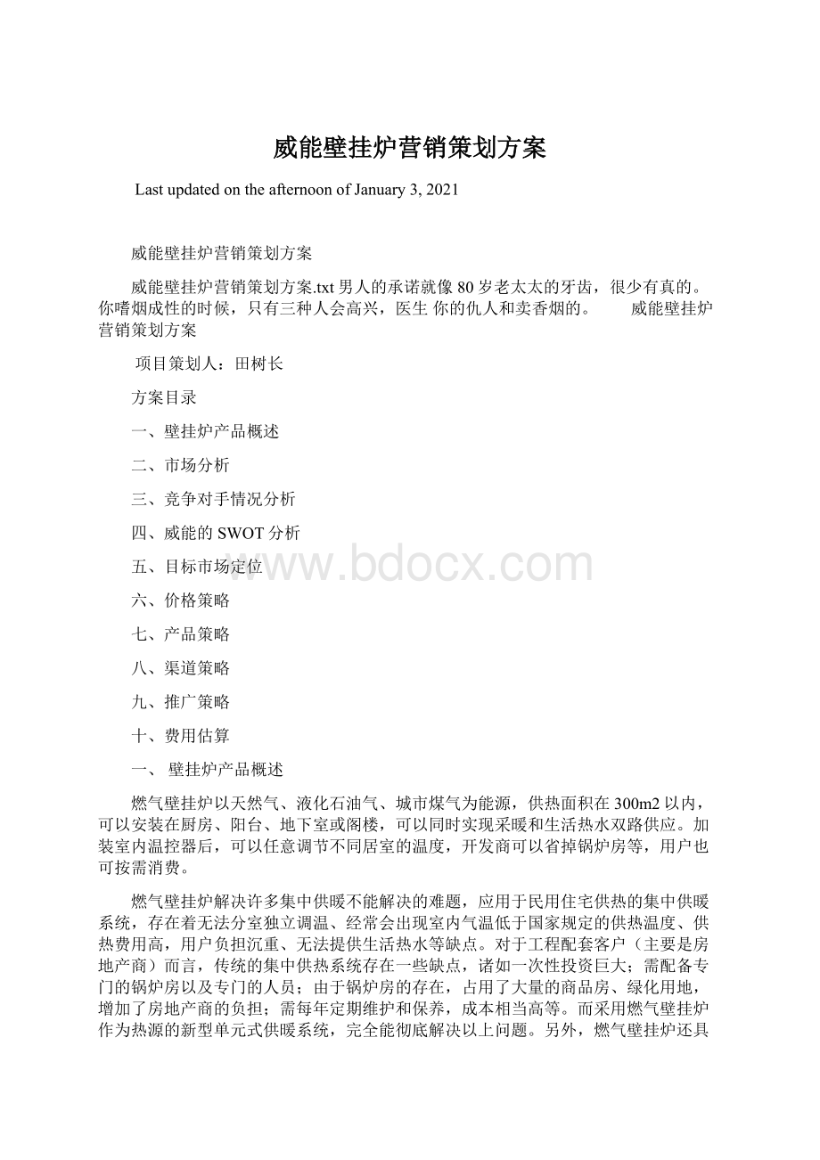 威能壁挂炉营销策划方案Word下载.docx_第1页