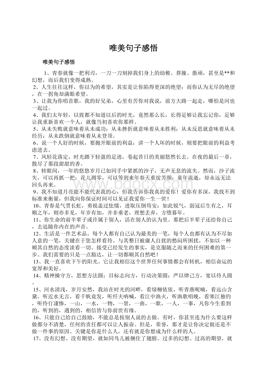 唯美句子感悟Word文件下载.docx_第1页