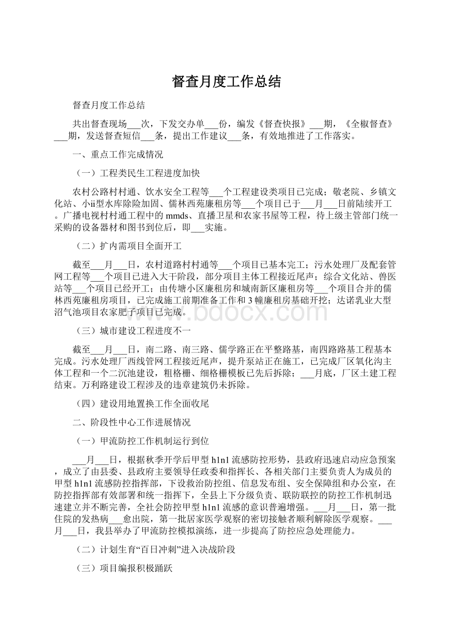 督查月度工作总结.docx_第1页