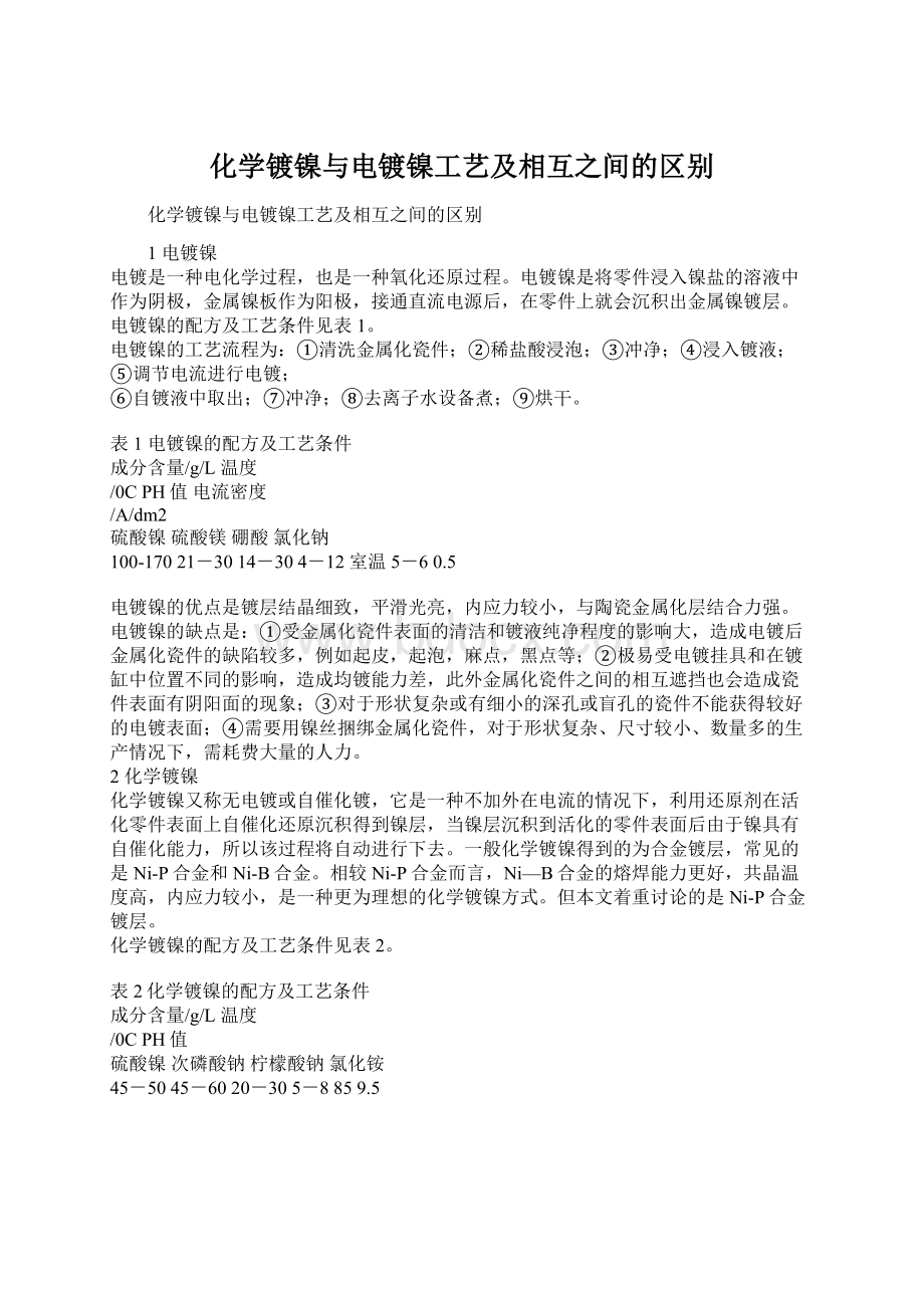 化学镀镍与电镀镍工艺及相互之间的区别.docx_第1页