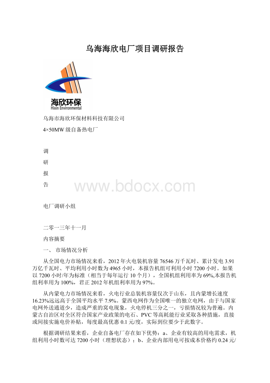 乌海海欣电厂项目调研报告.docx_第1页