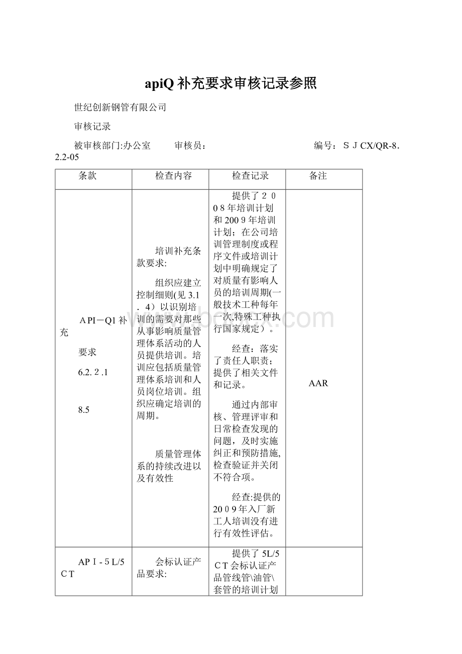 apiQ补充要求审核记录参照Word格式.docx