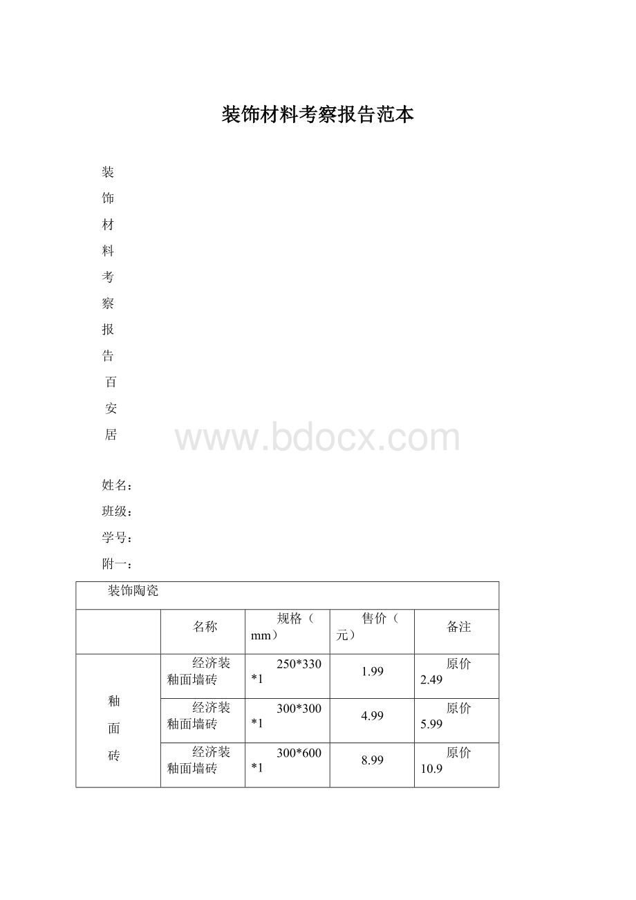 装饰材料考察报告范本.docx_第1页