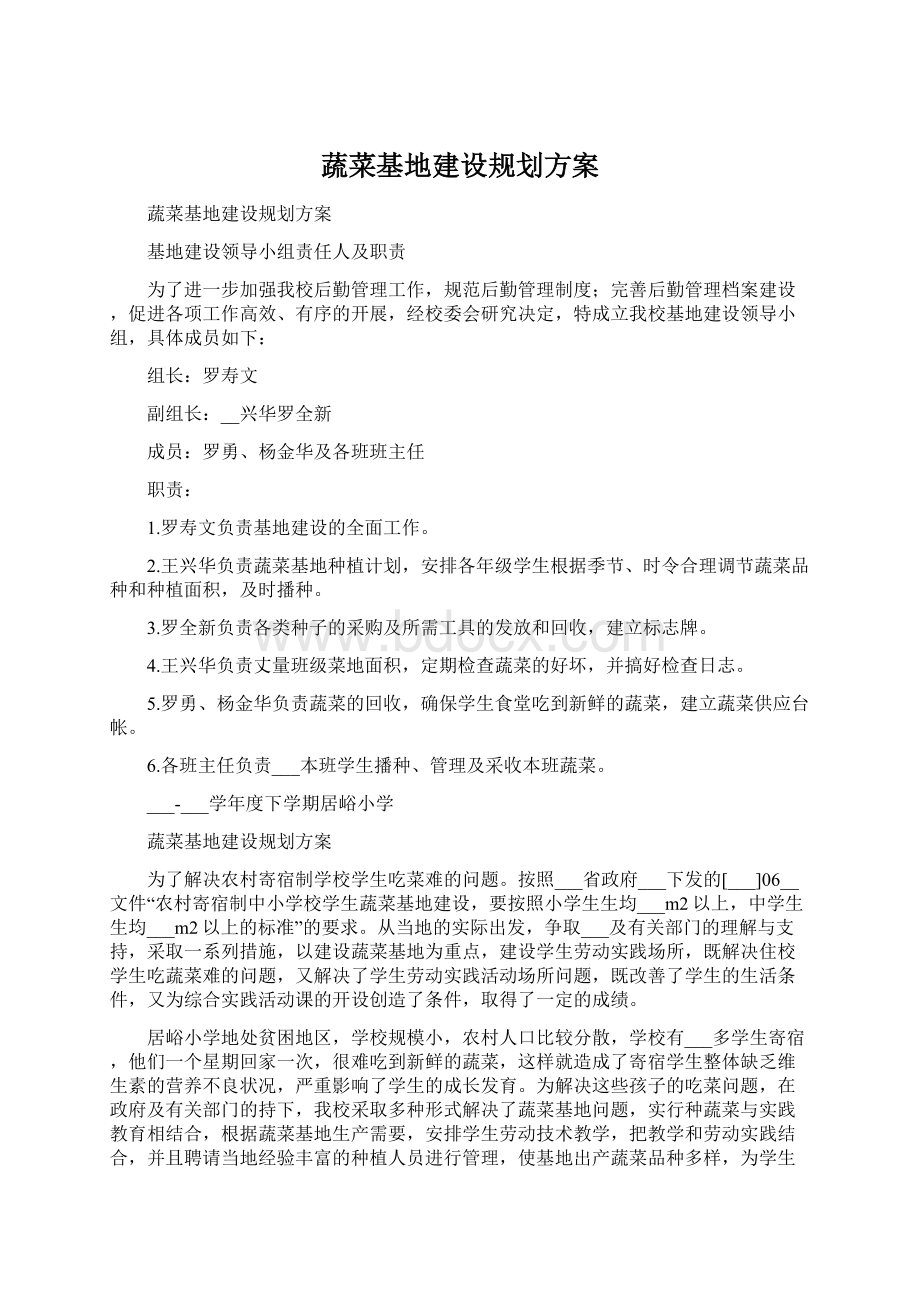 蔬菜基地建设规划方案文档格式.docx