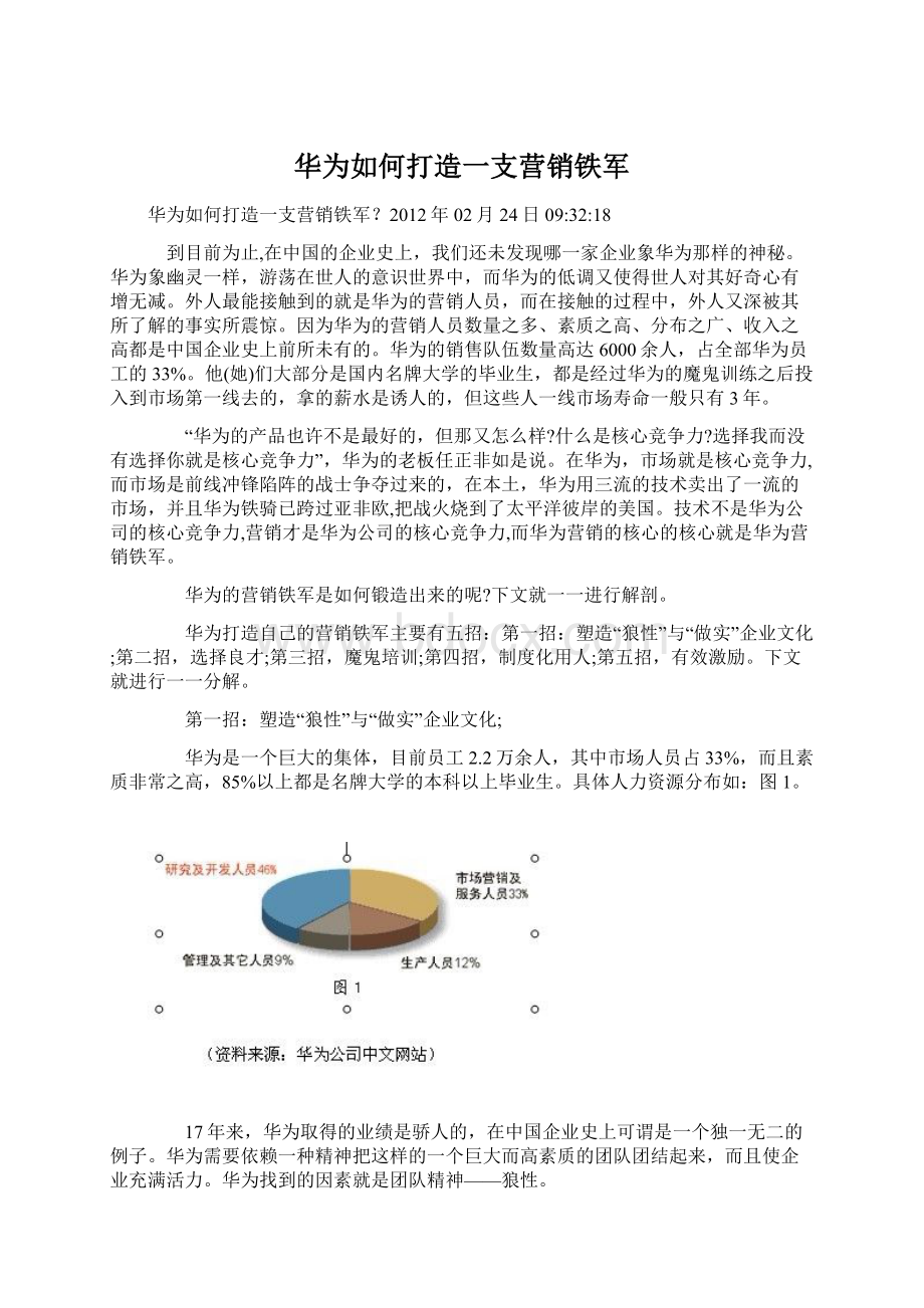 华为如何打造一支营销铁军.docx_第1页