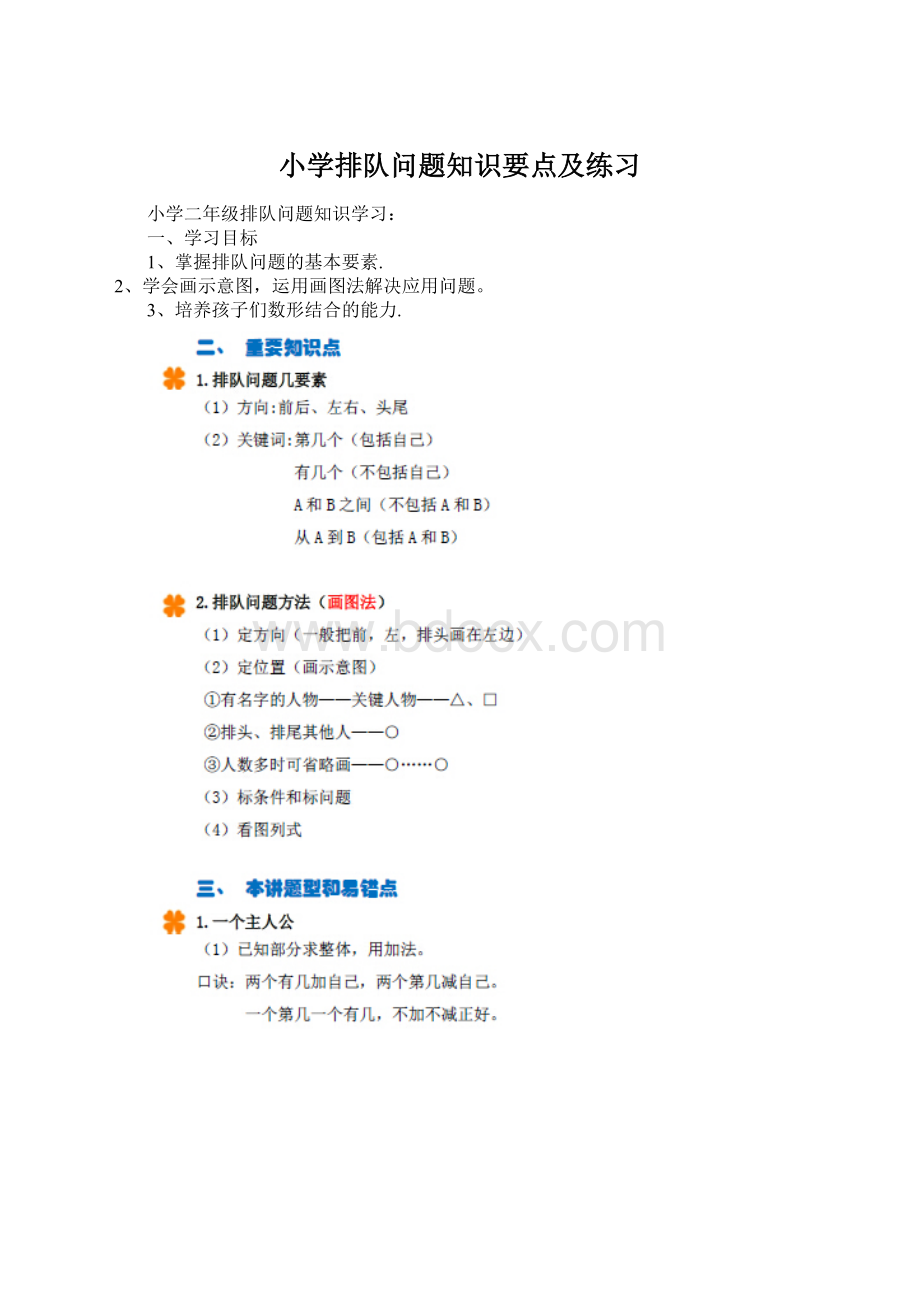 小学排队问题知识要点及练习.docx_第1页