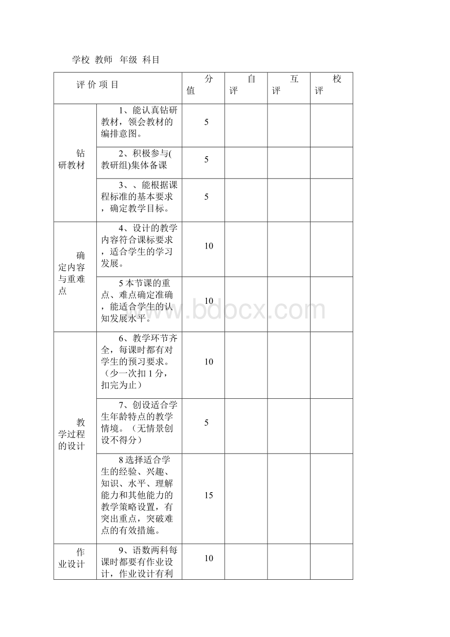 最新小学教师备课上课作业评价标准.docx_第3页