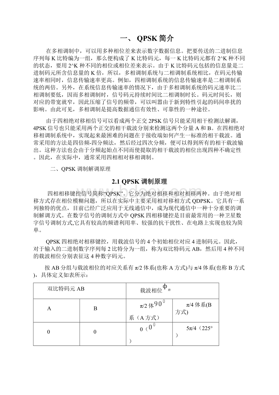 QPSK通信系统的设计与仿真Word格式文档下载.docx_第2页