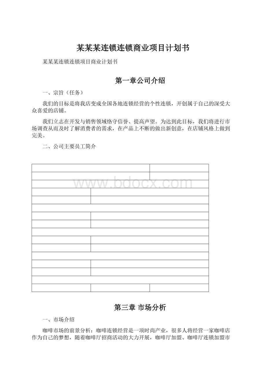 某某某连锁连锁商业项目计划书.docx_第1页