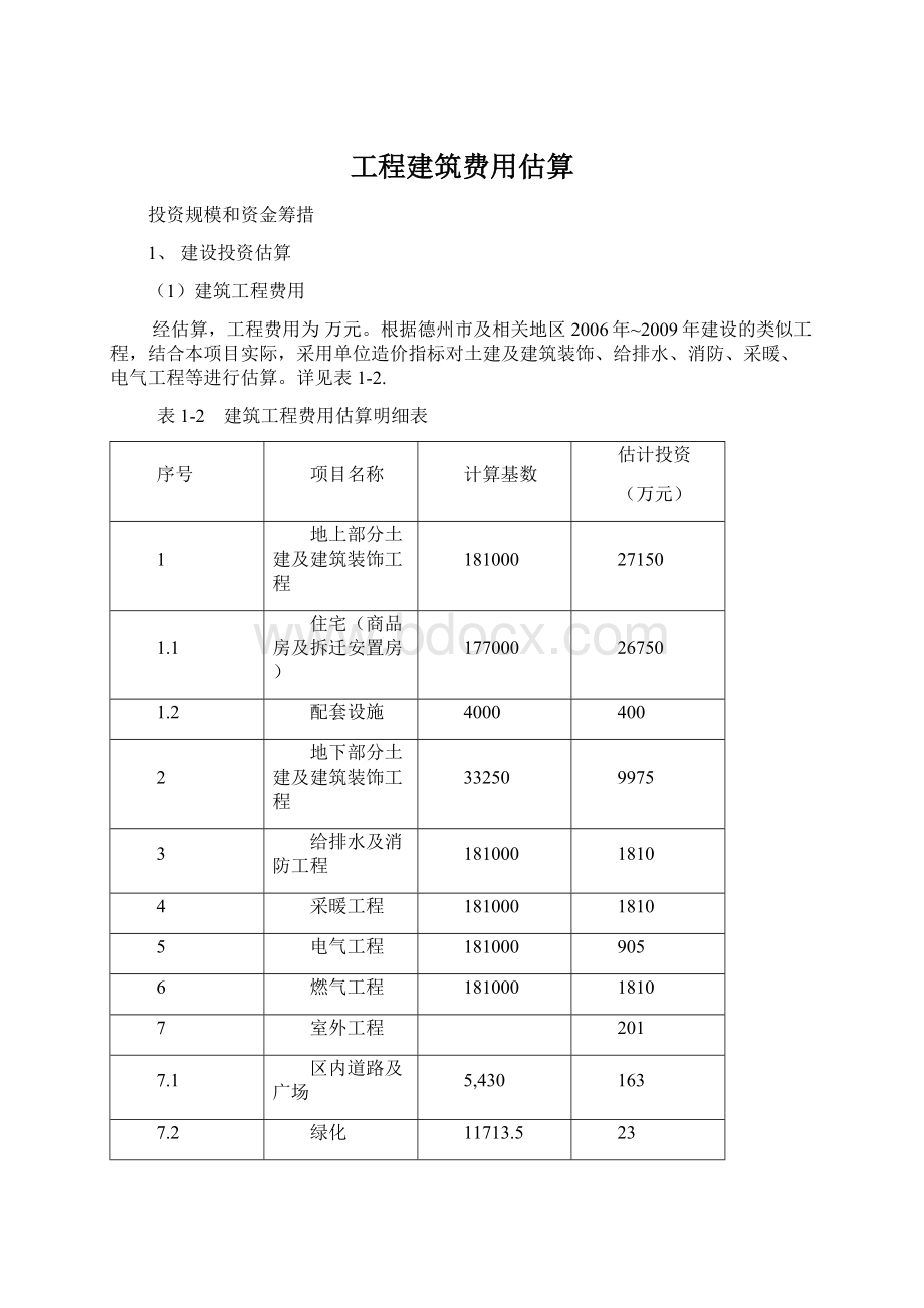 工程建筑费用估算.docx_第1页