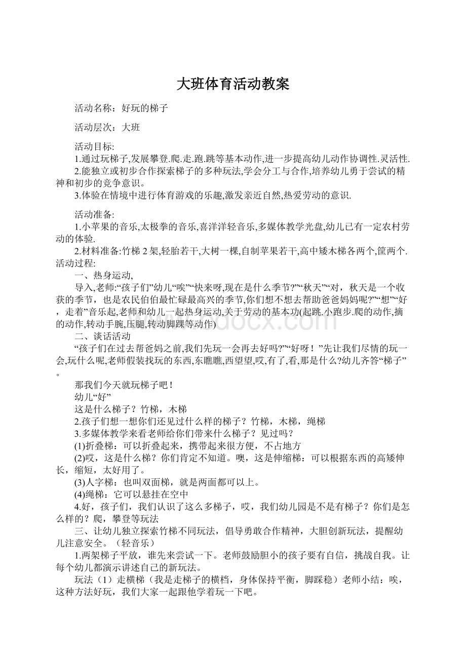 大班体育活动教案Word文档格式.docx_第1页