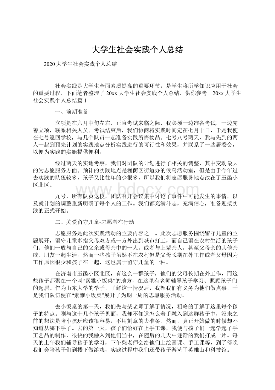 大学生社会实践个人总结Word格式文档下载.docx