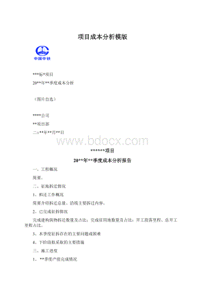 项目成本分析模版Word格式文档下载.docx
