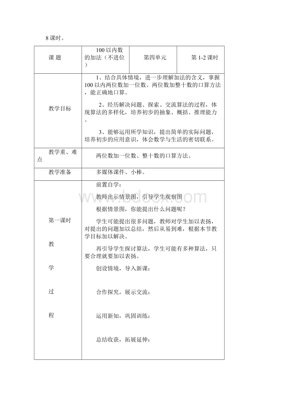 一年级下册数学第四单元备课Word格式.docx_第2页