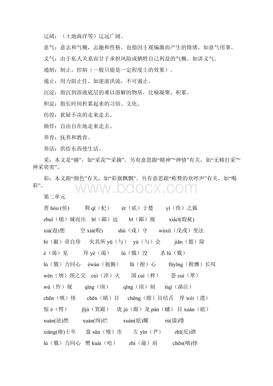 届高考语文一轮复习人教版必修一至必修五字音字形整理Word文件下载.docx_第2页