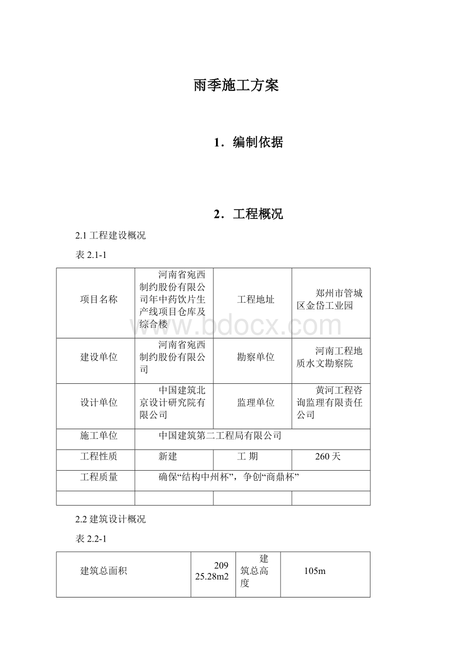 雨季施工方案Word文档格式.docx