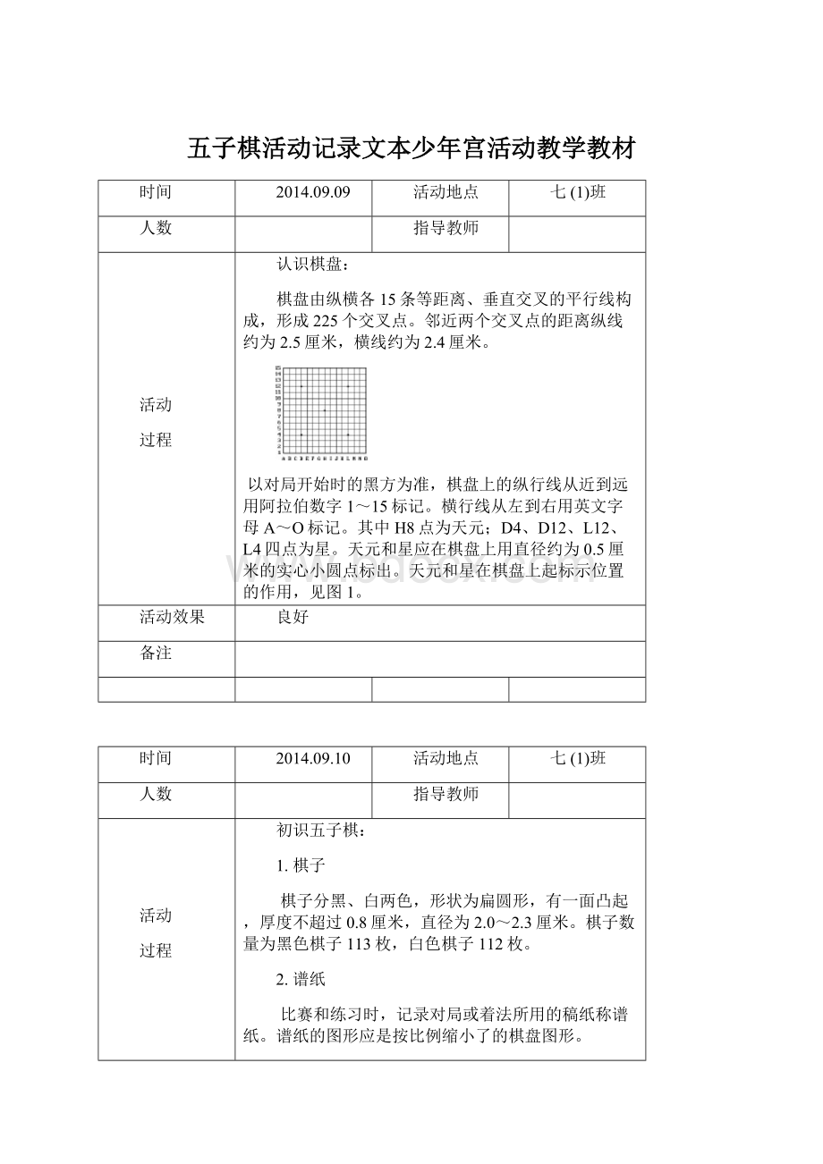 五子棋活动记录文本少年宫活动教学教材.docx_第1页