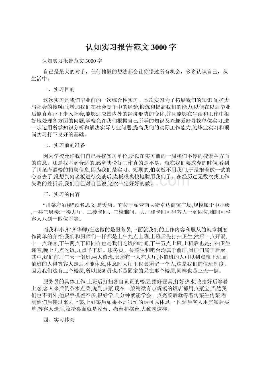 认知实习报告范文3000字.docx