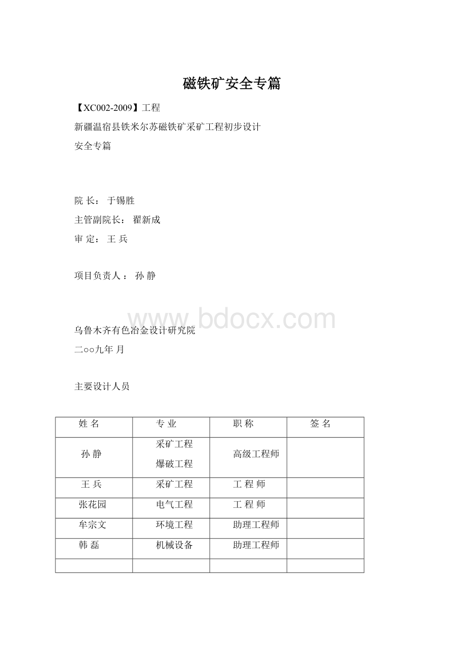 磁铁矿安全专篇Word文档格式.docx