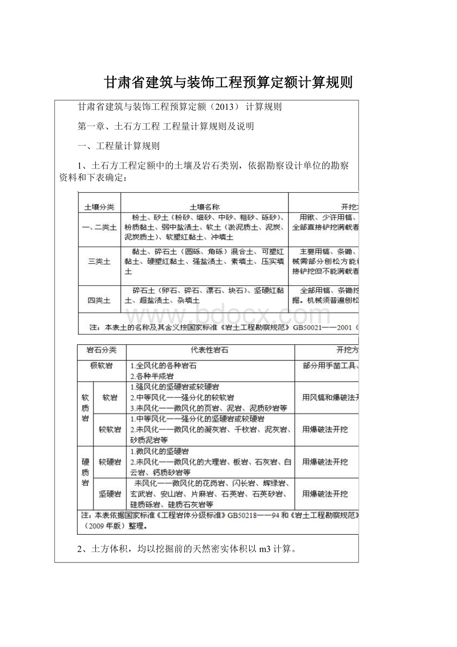 甘肃省建筑与装饰工程预算定额计算规则.docx_第1页