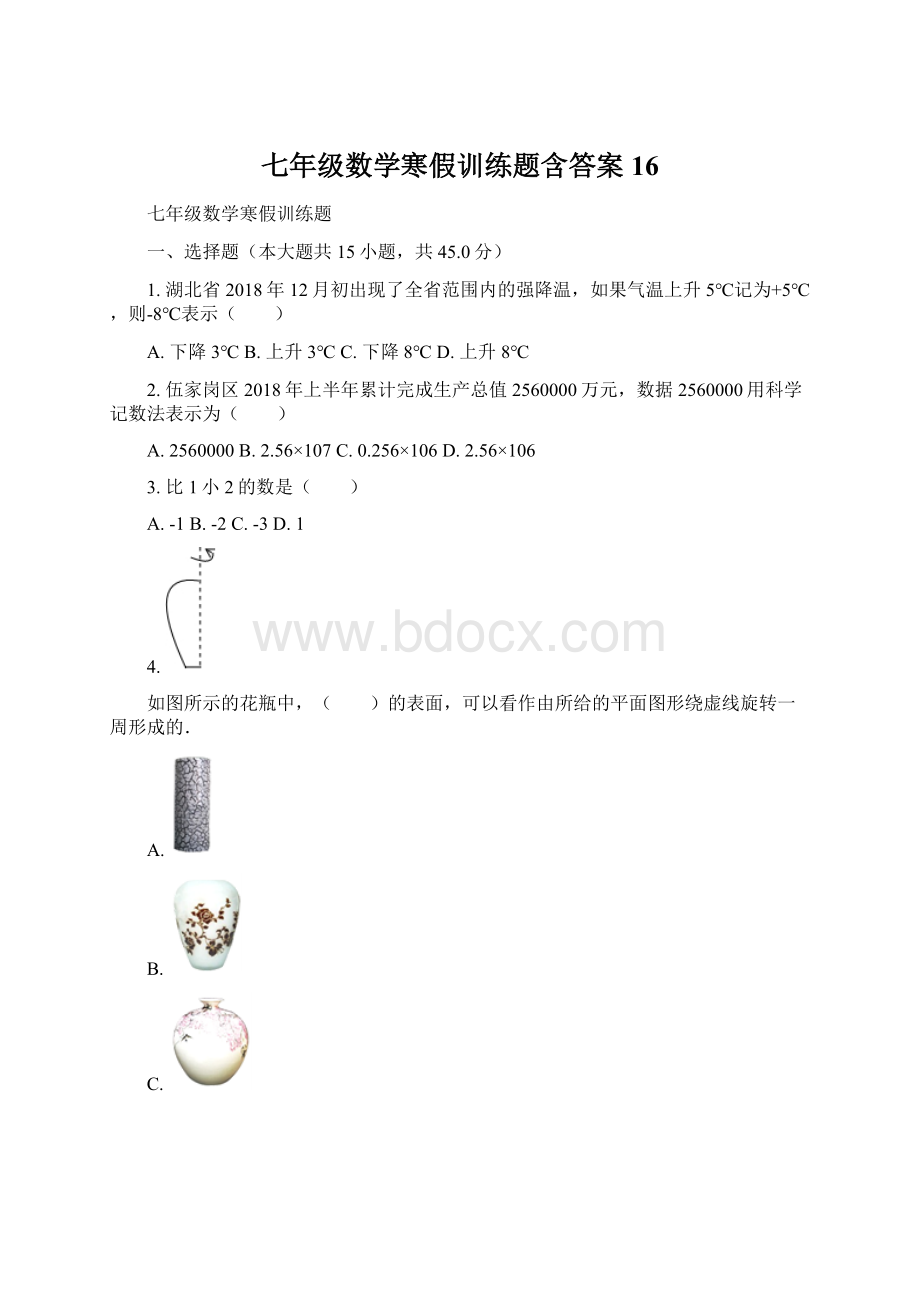 七年级数学寒假训练题含答案 16.docx