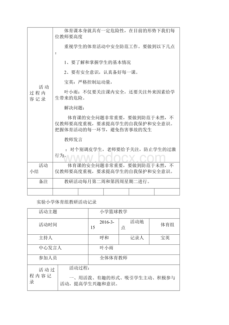 实验重点小学体育组教研活动记录空白表格模板Word格式.docx_第2页