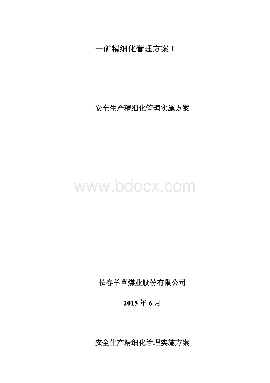 一矿精细化管理方案1Word下载.docx