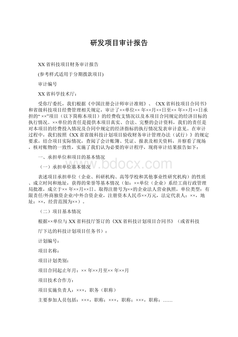 研发项目审计报告Word文档下载推荐.docx_第1页