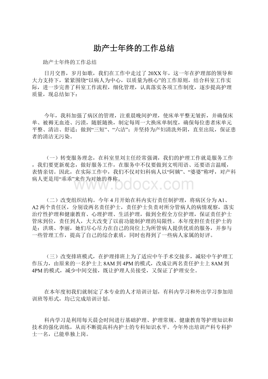 助产士年终的工作总结文档格式.docx