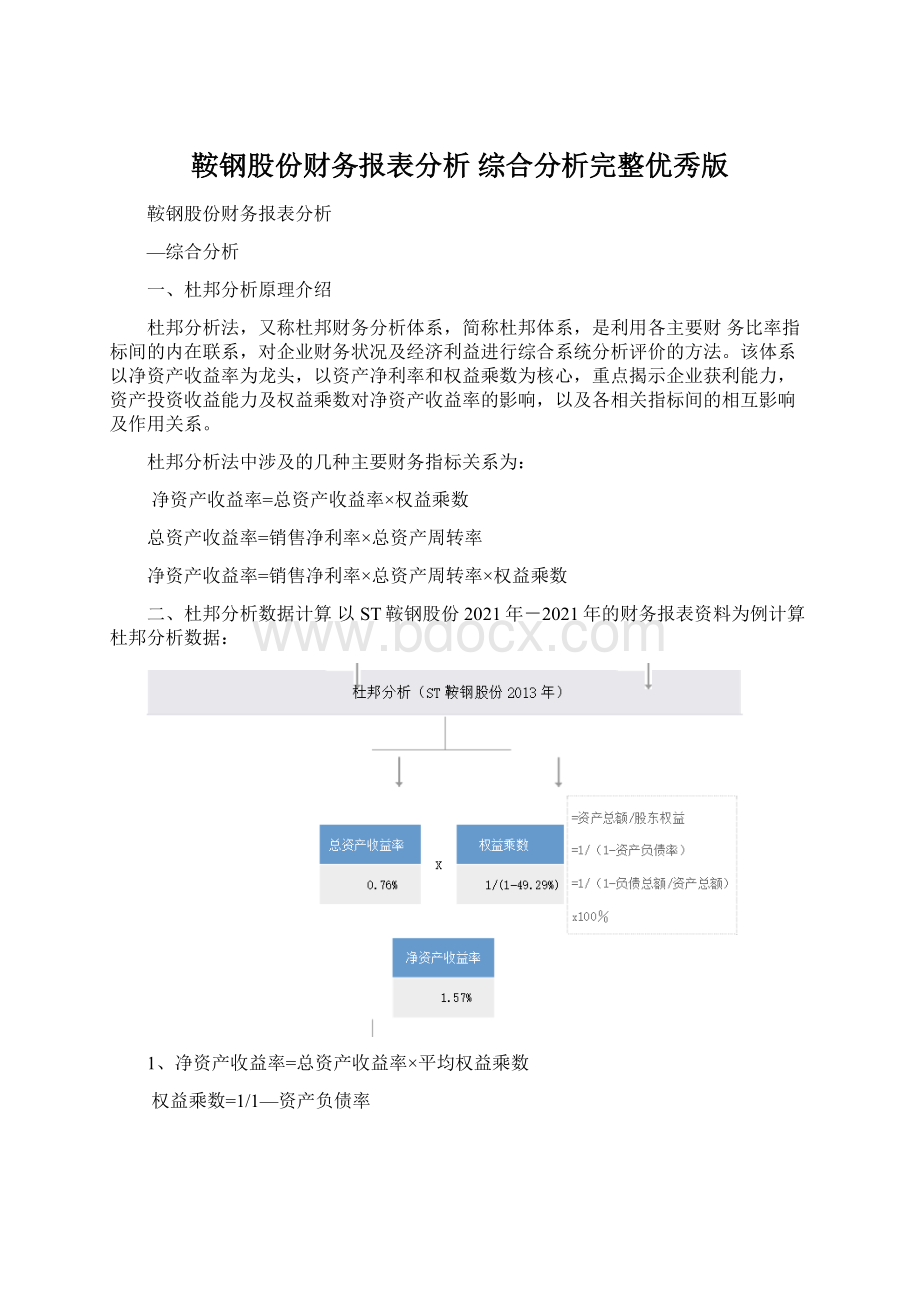 鞍钢股份财务报表分析综合分析完整优秀版Word下载.docx_第1页