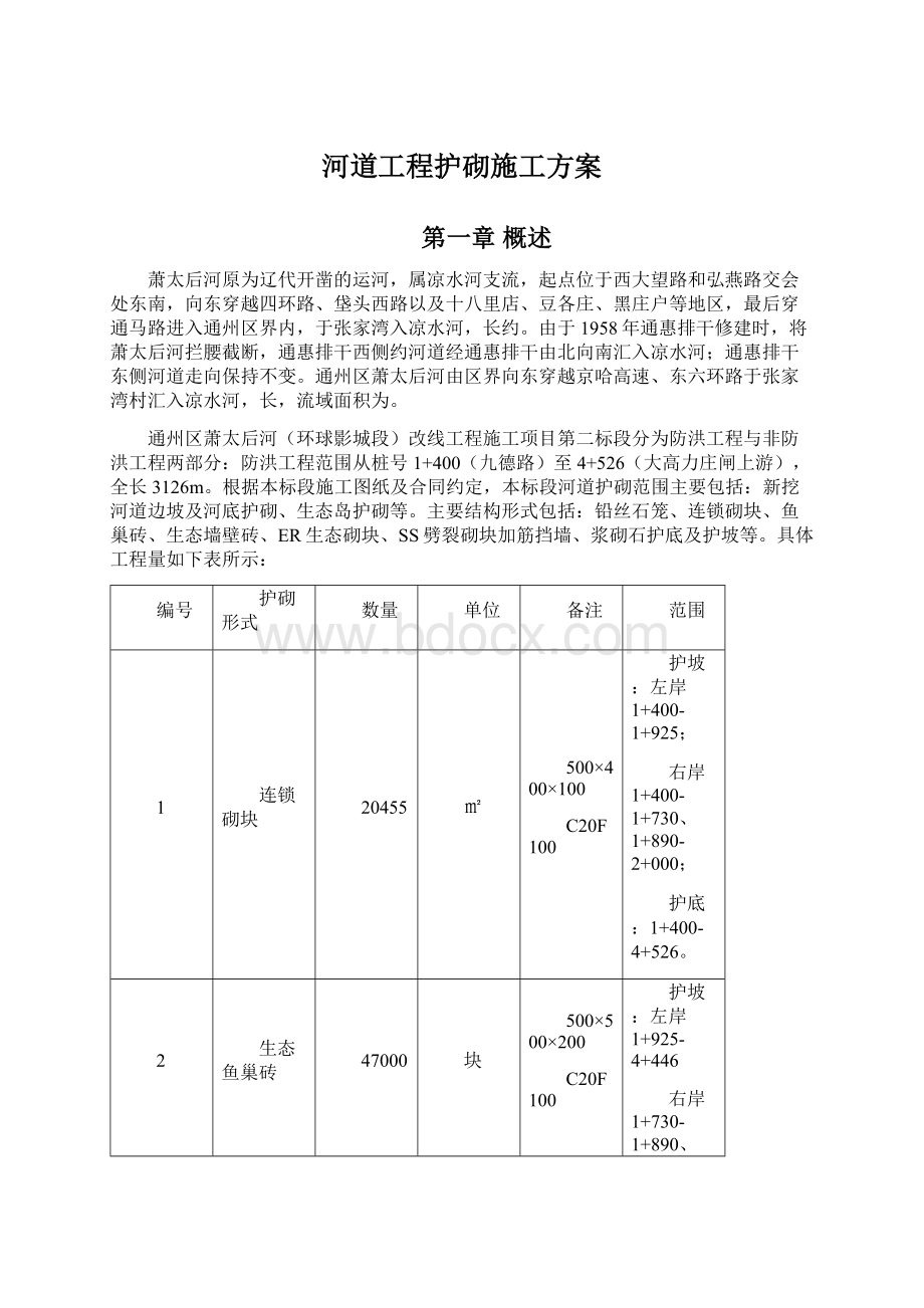 河道工程护砌施工方案Word文档格式.docx_第1页