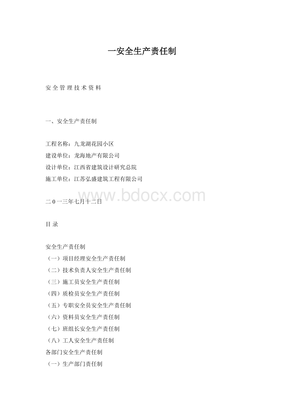 一安全生产责任制Word格式文档下载.docx_第1页