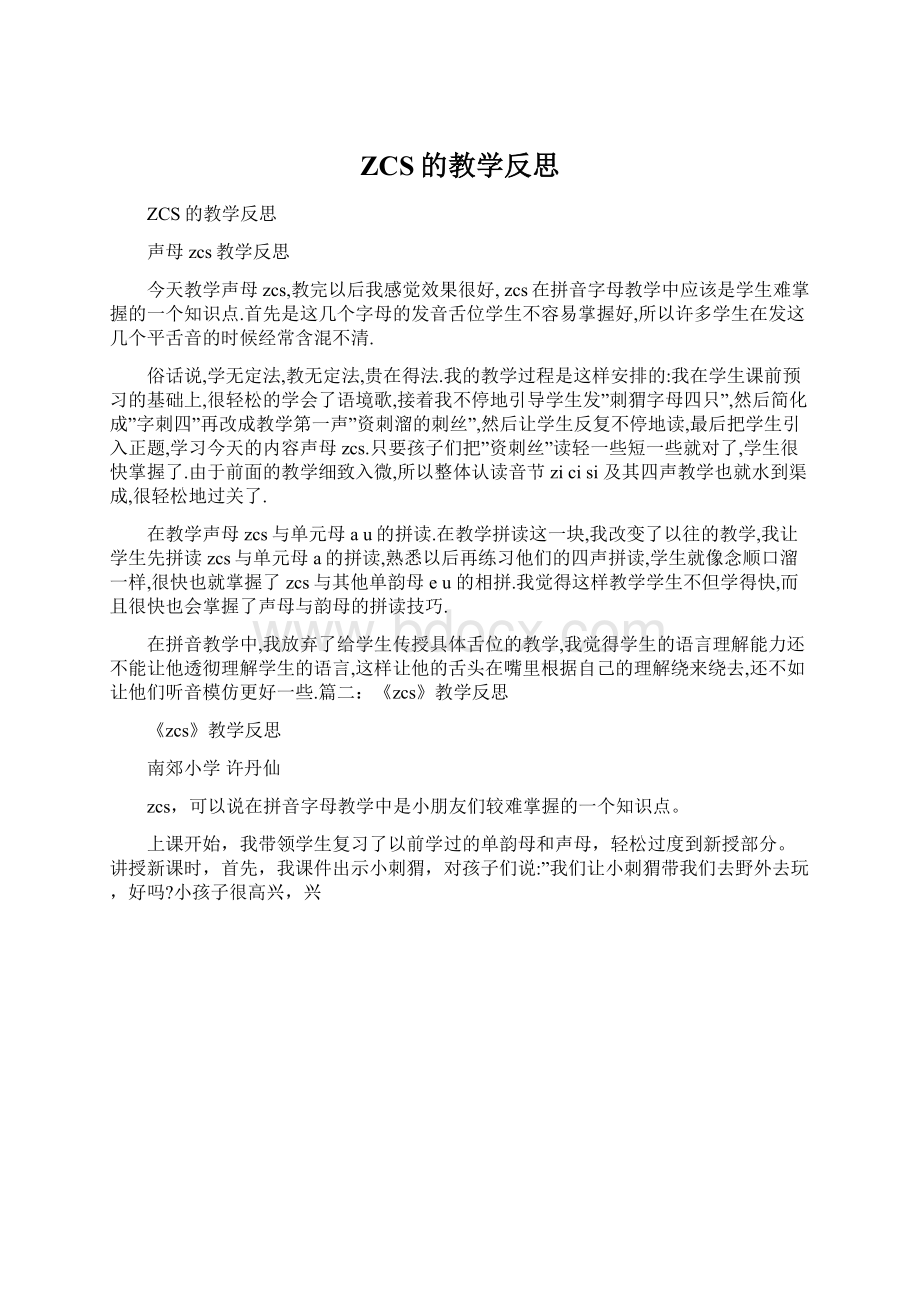 ZCS的教学反思.docx