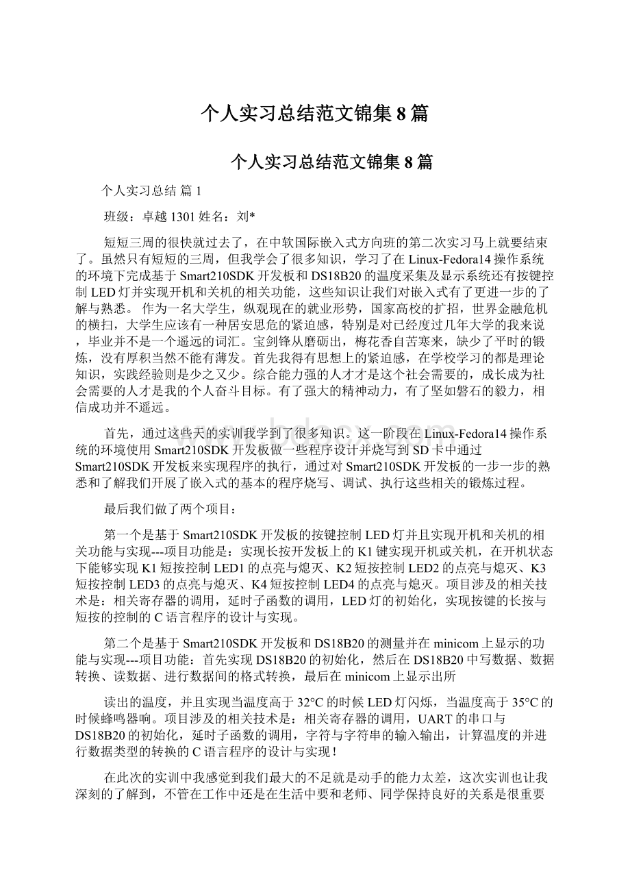 个人实习总结范文锦集8篇文档格式.docx