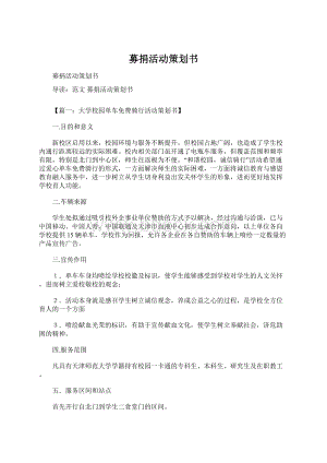 募捐活动策划书Word文件下载.docx