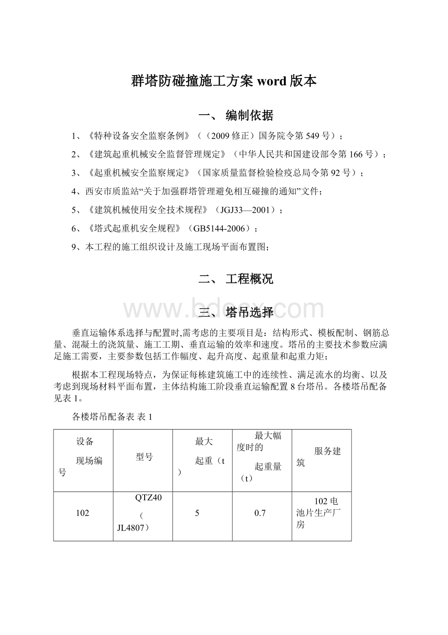 群塔防碰撞施工方案word版本Word文件下载.docx