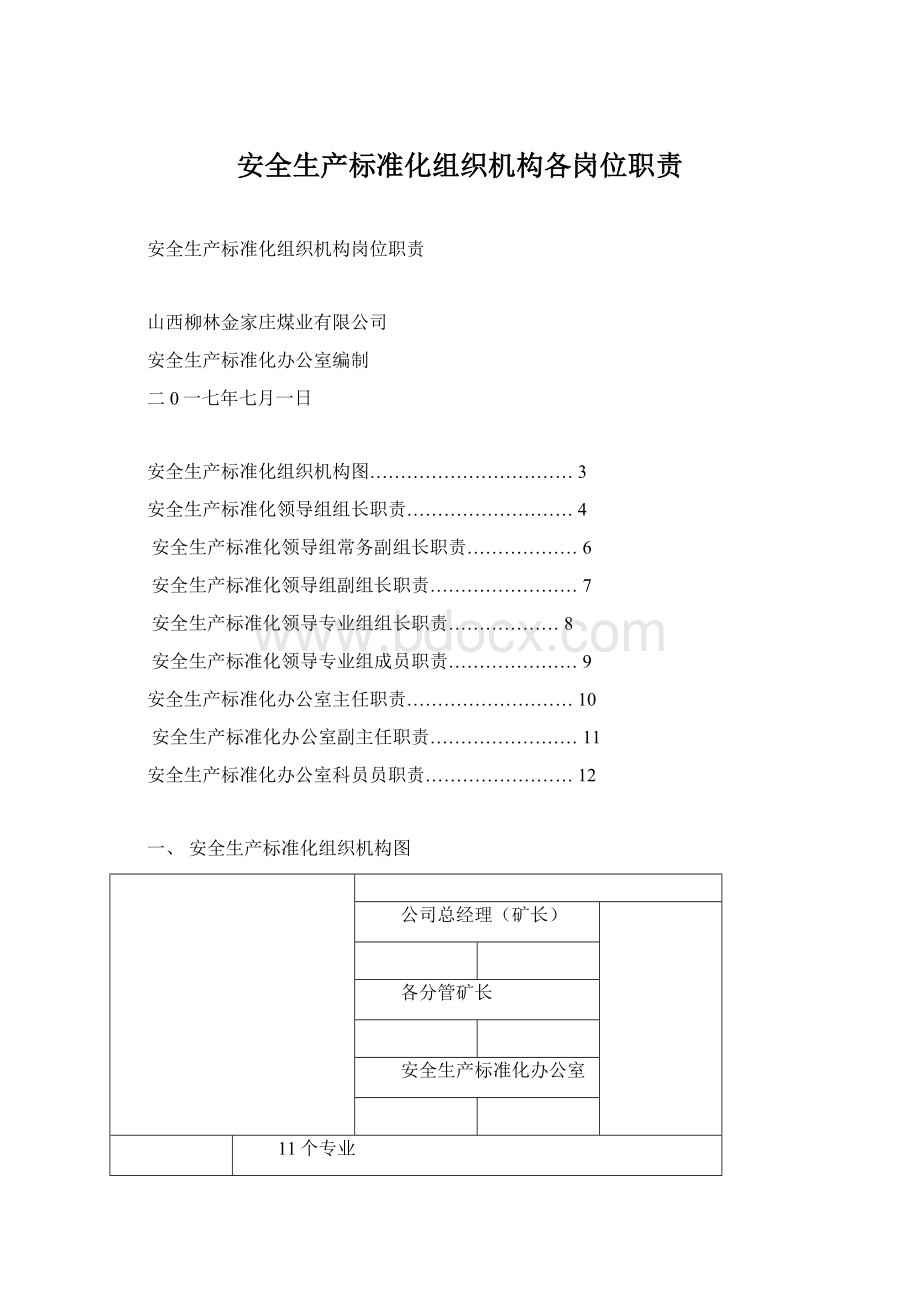 安全生产标准化组织机构各岗位职责.docx_第1页