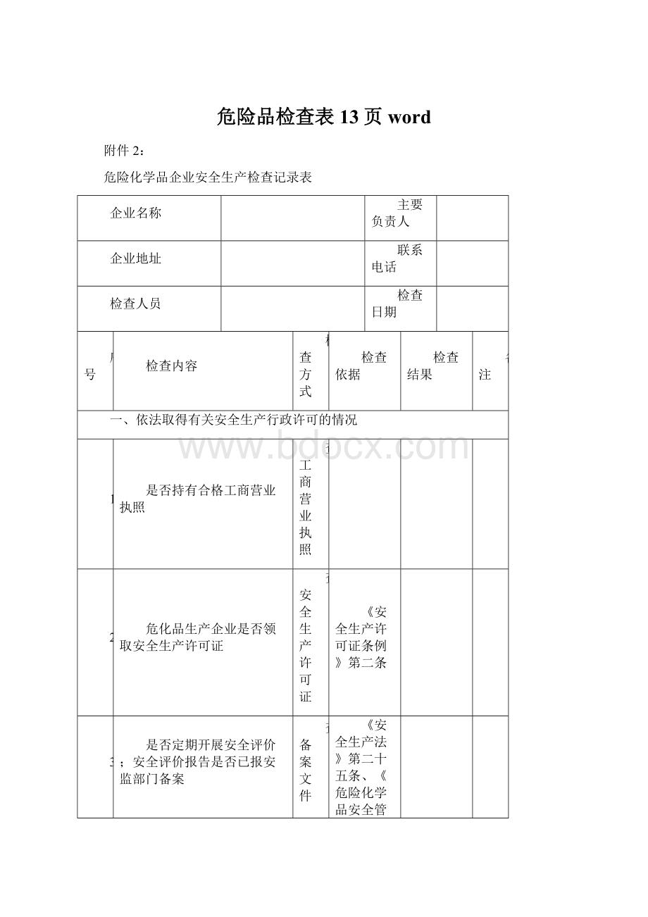 危险品检查表13页word.docx