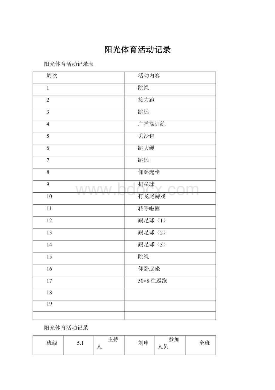 阳光体育活动记录Word文档下载推荐.docx_第1页